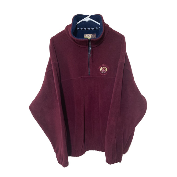 KIWI EXTREME Sweatshirt XL Men Red Fleece Pullover 3/4 Zip Vintage 90s Logo - Picture 1 of 10
